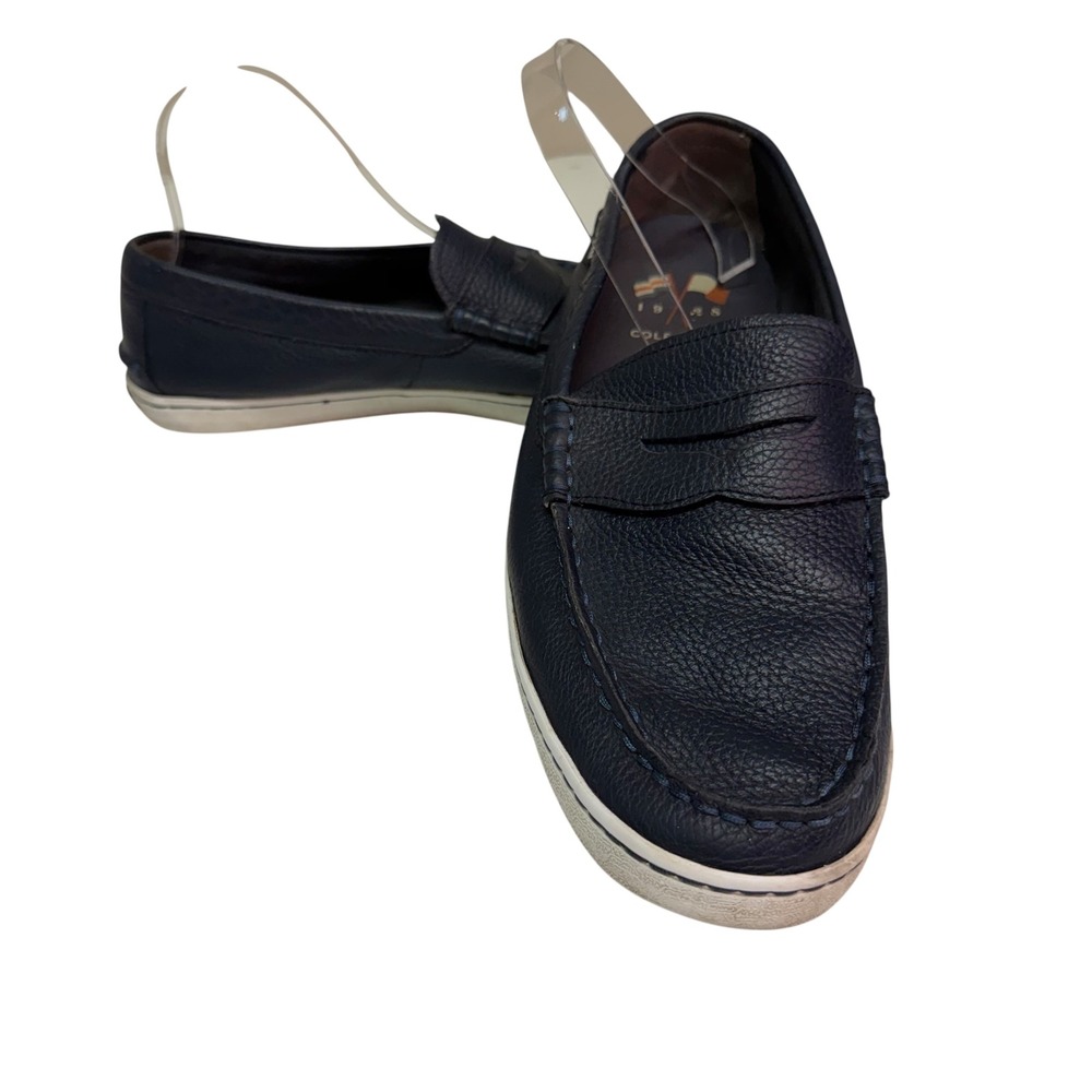 Cole Haan Mens Navy Blue Pebbled Leather Penny Loafers C14593 Size 11.5 M